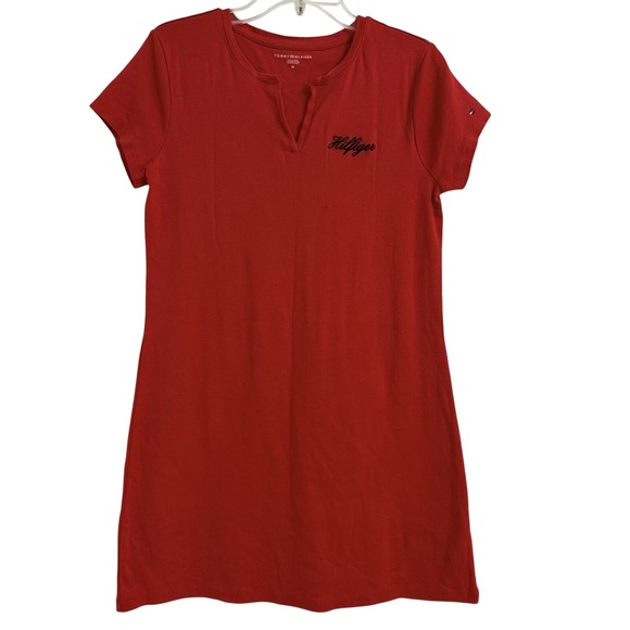 Tommy‎ Hilfiger Womens T Shirt Dress Red Short Sleeve Medium Red & Blue Y2K - Picture 1 of 6
